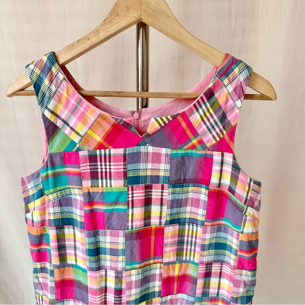 Talbots Madras Patchwork Dress Sleeveless Size 4 Cotton Lined - Picture 3 of 12